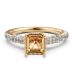 Diamond Engagement Pave Setting 18k Yellow Gold Asscher Semi Mount Ring 0.65Ct - javda.com 