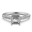 Diamond Engagement Pave Setting Platinum 950 Asscher Semi Mount Ring 0.65Ct - javda.com 