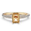 Diamond Engagement Pave Setting 14k Yellow Gold Emerald Semi Mount Ring 0.55Ct - javda.com 