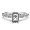 Diamond Engagement Pave Setting 14k White Gold Emerald Semi Mount Ring 0.55Ct - javda.com 