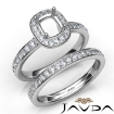 Cushion Halo Diamond Semi Mount Engagement Ring Bridal Set Platinum 950 0.95Ct - javda.com 