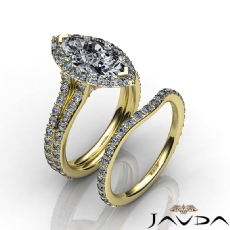 Split Shank Halo Bridal Sets diamond Ring 14k Gold Yellow