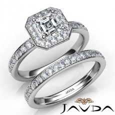 Hexagon Halo Pave Bridal Set diamond Ring Platinum 950