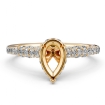 Cathedral Pear Semi Mount Bridge Accent Diamond Engagement Ring 14k Yellow Gold 0.61Ct - javda.com 