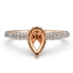 Cathedral Pear Semi Mount Bridge Accent Diamond Engagement Ring 14k Rose Gold 0.61Ct - javda.com 