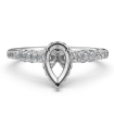 Cathedral Pear Semi Mount Bridge Accent Diamond Engagement Ring 14k White Gold 0.61Ct - javda.com 