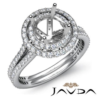 1.55Ct Round Shape Diamond Engagement Ring SemiMount Halo Setting 14k Gold White