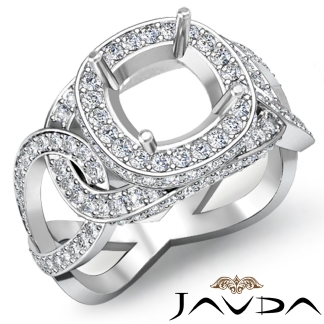 1.8Ct Diamond Engagement Ring Halo Setting Platinum 950 Cushion Semi Mount