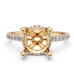 Hidden Halo U Pave Round Semi Mount Diamond Engagement Ring 18k Yellow Gold 0.47Ct - javda.com 