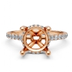 Hidden Halo U Pave Round Semi Mount Diamond Engagement Ring 18k Rose Gold 0.47Ct - javda.com 