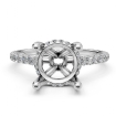 Hidden Halo U Pave Round Semi Mount Diamond Engagement Ring Platinum 950 0.47Ct - javda.com 