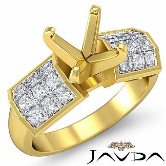 1.06Ct Princess Diamond Engagement Women's Ring Invisible Setting 18k Gold Yellow