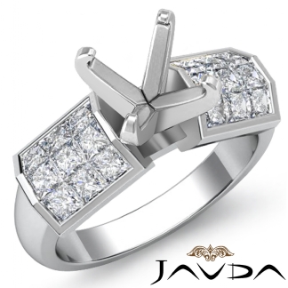 1.06Ct Princess Diamond Engagement Women's Ring Invisible Setting 14k Gold White