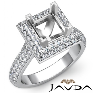 1.4Ct Diamond Engagement Princess Cut Ring 14k Gold White Halo Setting SemiMount