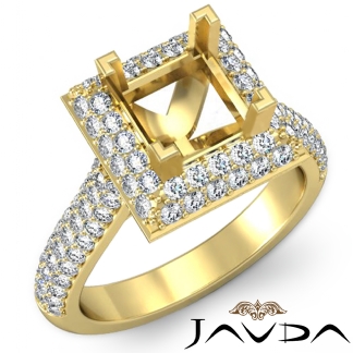 1.4Ct Diamond Engagement Princess Cut Ring 14k Gold Yellow Halo Setting SemiMount