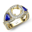 3 Stone Diamond Engagement Trillion Round Semi Mount Ring 14k Yellow Gold 1.3Ct - javda.com 