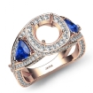 3 Stone Diamond Engagement Trillion Round Semi Mount Ring 18k Rose Gold 2.01Ct - javda.com 