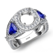 3 Stone Diamond Engagement Trillion Round Semi Mount Ring Platinum 950 1.8Ct - javda.com 