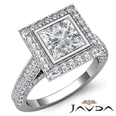 Bezel Halo Bridge Accent diamond Ring 14k Gold White