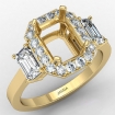 3 Stone Halo Diamond Engagement Emerald Semi Mount 14k Yellow Gold Ring 0.78Ct - javda.com 