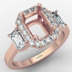 3 Stone Halo Diamond Engagement Emerald Semi Mount 14k Rose Gold Ring 0.78Ct - javda.com 