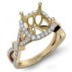 Round Halo U Cut Prong Diamond Engagement Ring Semi Mount 14k Yellow Gold 0.9Ct - javda.com 