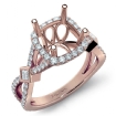 Round Halo U Cut Prong Diamond Engagement Ring Semi Mount 18k Rose Gold 0.9Ct - javda.com 