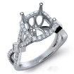 Round Halo U Cut Prong Diamond Engagement Ring Semi Mount 14k White Gold 1Ct - javda.com 