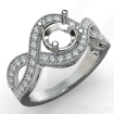 Halo Set Diamond Engagement 14k White Gold Round Semi Mount Milgrain Ring 0.45Ct - javda.com 