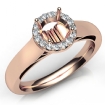 Halo Pave Setting Round Diamond Engagement Semi Mount Ring 14k Rose Gold 0.2Ct - javda.com 