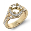 Diamond Engagement Halo Pave Set Ring Round Semi Mount 14k Yellow Gold 0.45Ct - javda.com 