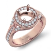 Diamond Engagement Halo Pave Set Ring Round Semi Mount 14k Rose Gold 0.45Ct - javda.com 