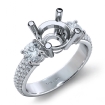 3 Stone Diamond Engagement Ring Round Semi Mount Prong Set 18k White Gold 0.27Ct - javda.com 