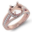 Diamond Engagement Ring 14k Rose Gold Round Semi Mount Pave Set Band 0.9Ct - javda.com 