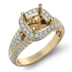 Diamond Vintage Engagement Halo Ring Cushion Semi Mount 14k Yellow Gold Band 0.8Ct - javda.com 