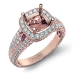 Diamond Vintage Engagement Halo Ring Cushion Semi Mount 14k Rose Gold Band 0.8Ct - javda.com 