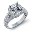 Diamond Vintage Engagement Halo Ring Cushion Semi Mount 14k White Gold Band 0.8Ct - javda.com 