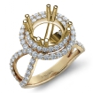 2 Row Halo Diamond Engagement Ring 14k Yellow Gold Round Semi Mount Band 0.9Ct - javda.com 