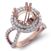 2 Row Halo Diamond Engagement Ring 14k Rose Gold Round Semi Mount Band 0.9Ct - javda.com 