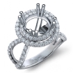 2 Row Halo Diamond Engagement Ring 14k White Gold Round Semi Mount Band 0.9Ct - javda.com 