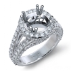 Halo Prong Set Diamond Engagement Round Ring 14k White Gold Semi Mount 1.7Ct - javda.com 