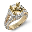 Halo Prong Set Diamond Engagement Round Ring 14k Yellow Gold Semi Mount 1.7Ct - javda.com 