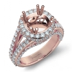 Halo Prong Set Diamond Engagement Round Ring 14k Rose Gold Semi Mount 1.7Ct - javda.com 