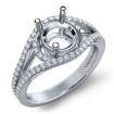 U Shared Prong Diamond Engagement Ring Round Semi Mount 14k White Gold 0.65Ct - javda.com 