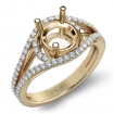 U Shared Prong Diamond Engagement Ring Round Semi Mount 14k Yellow Gold 0.65Ct - javda.com 