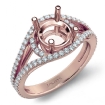 U Shared Prong Diamond Engagement Ring Round Semi Mount 18k Rose Gold 0.65Ct - javda.com 