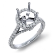 Round Diamond Engagement 14k White Gold Halo U Shape Cut Semi Mount Ring 1.3Ct - javda.com 