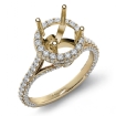 Round Diamond Engagement 14k Yellow Gold Halo U Shape Cut Semi Mount Ring 1.3Ct - javda.com 