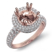 Halo Pave Set Diamond Engagement Round Semi Mount 14k Rose Gold Ring 1.25Ct - javda.com 