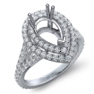 French V Cut Pave Diamond Engagement Ring Pear Semi Mount 14k White Gold 1.3Ct - javda.com 